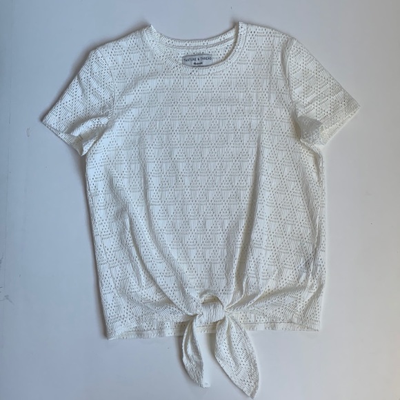 MADEWELL Texture & Thread Geo Eyelet Tie-Front Top XS - Picture 12 of 12
